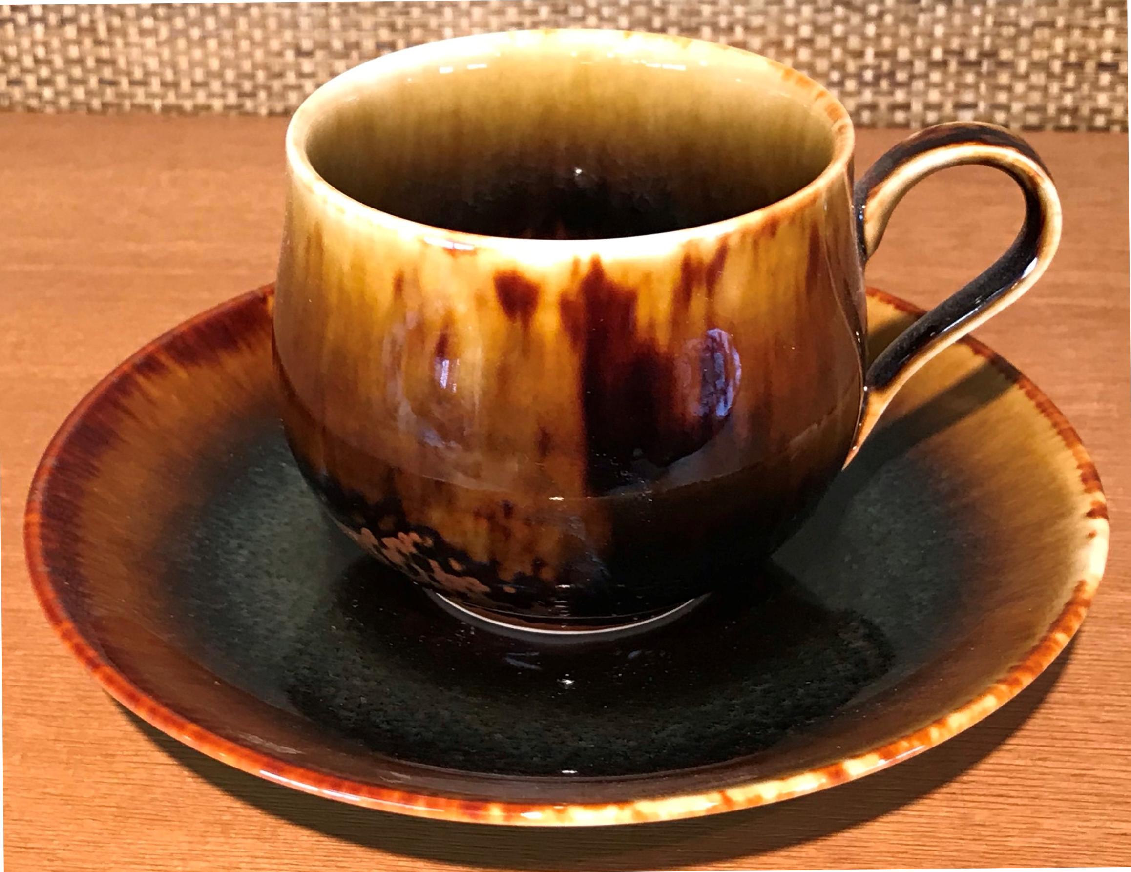 Japanese Blue Black Hand-Glazed Porcelain Cup and Saucer by Master Artist 6