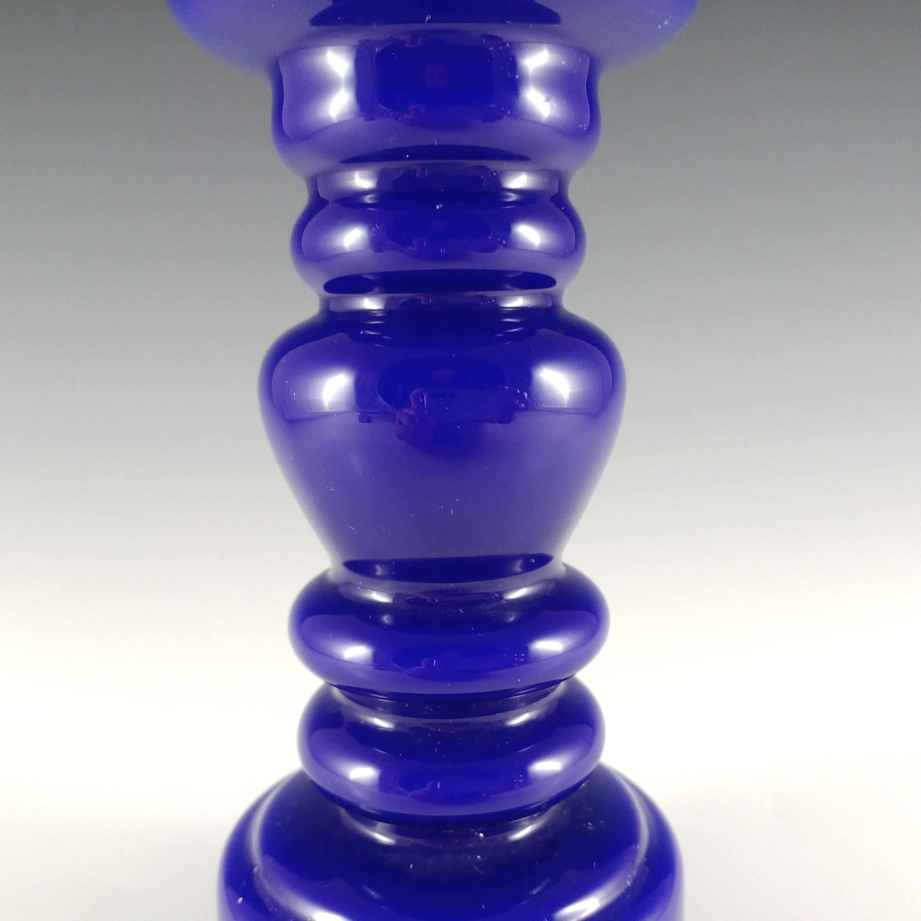 Jarrón japonés de vidrio azul con aro - Estilo sueco Hecho a mano en venta