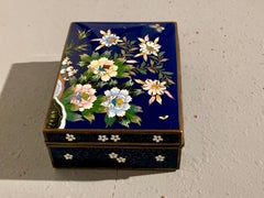 Japanese Blue Cloisonne Box, Meiji Period, circa 1910, Japan