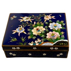 Japanese Blue Cloisonne Box, Meiji Period, circa 1910, Japan