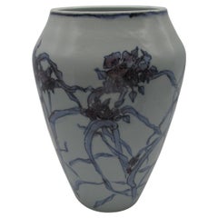 Japanese Blue Purple Porcelain Vase, circa 1935