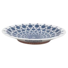Japanese Blue White Porcelain Charger by Master Artist, 2