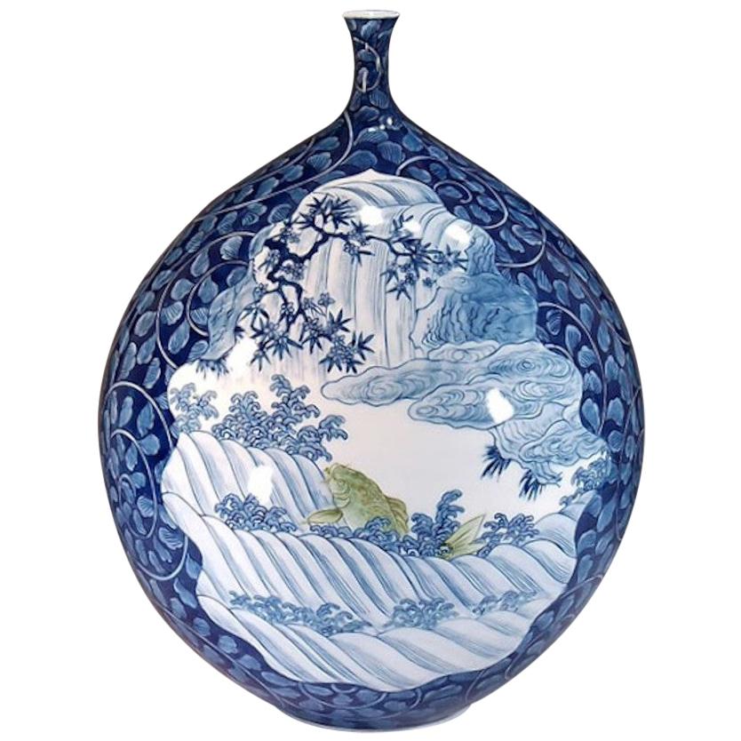 Japanese Porcelain Vase Blue by Contemporary Master Artist, 5