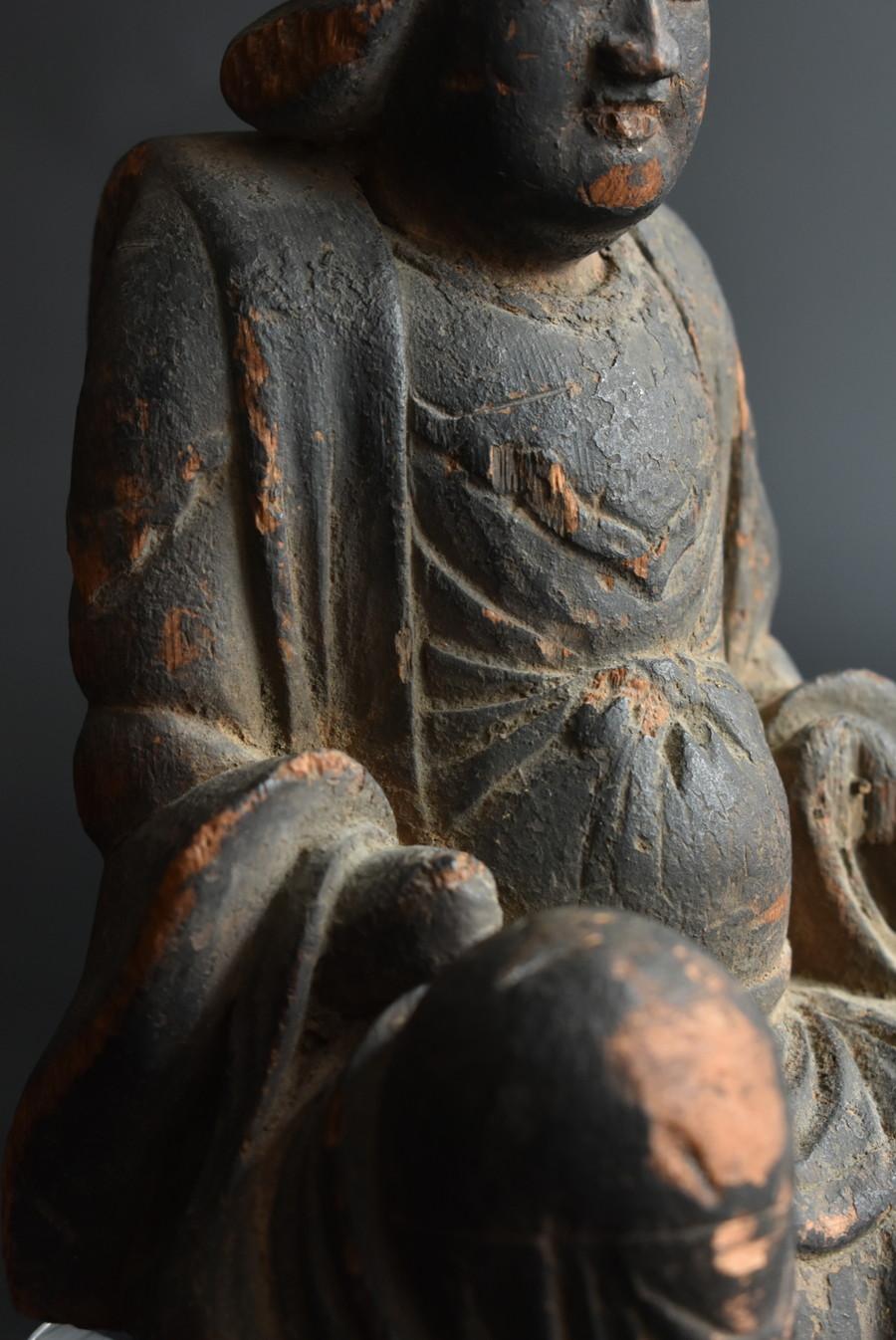 Pequeña estatua japonesa de Buda de madera con cabeza de hueso/Benzaiten/Muromachi al periodo Edo en venta 10