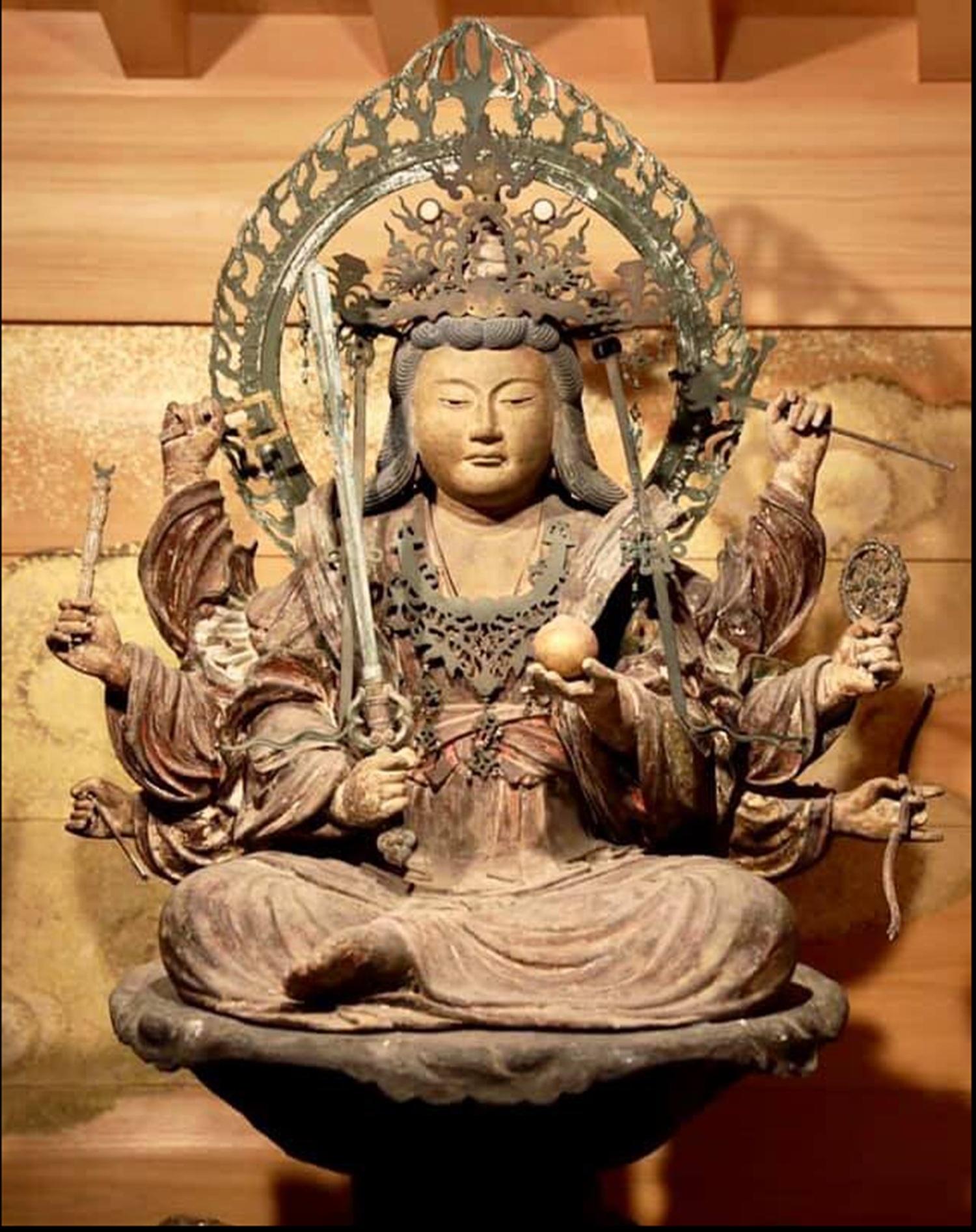 Pequeña estatua japonesa de Buda de madera con cabeza de hueso/Benzaiten/Muromachi al periodo Edo en venta 13