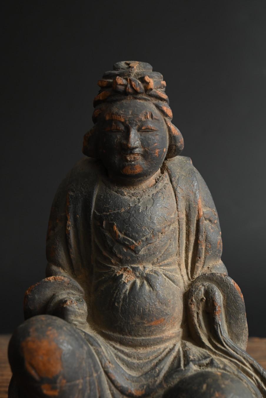 Pequeña estatua japonesa de Buda de madera con cabeza de hueso/Benzaiten/Muromachi al periodo Edo en Bueno estado para la venta en Sammu-shi, Chiba