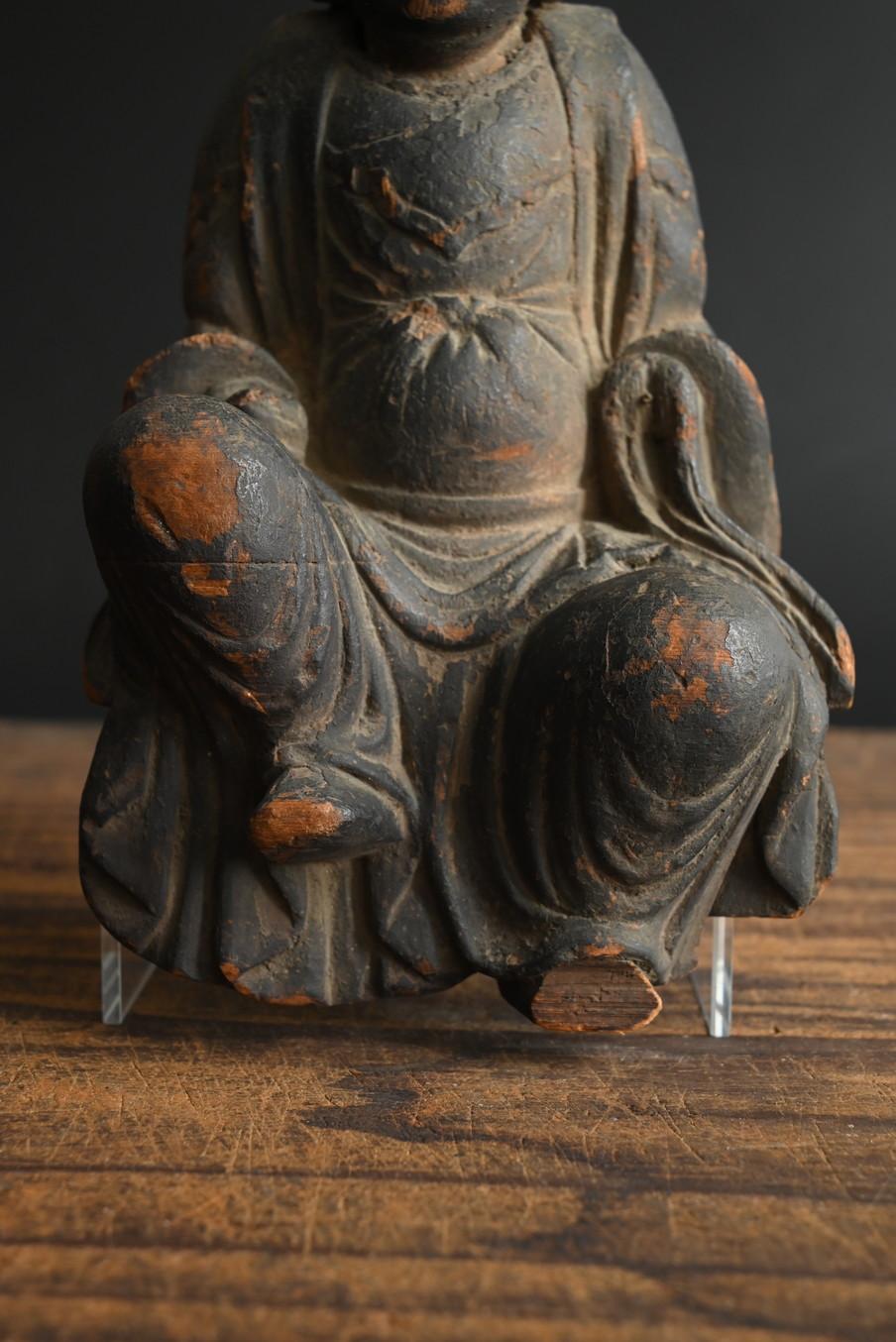 Pequeña estatua japonesa de Buda de madera con cabeza de hueso/Benzaiten/Muromachi al periodo Edo siglo XVII en venta