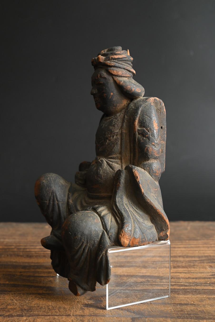 Pequeña estatua japonesa de Buda de madera con cabeza de hueso/Benzaiten/Muromachi al periodo Edo en venta 1