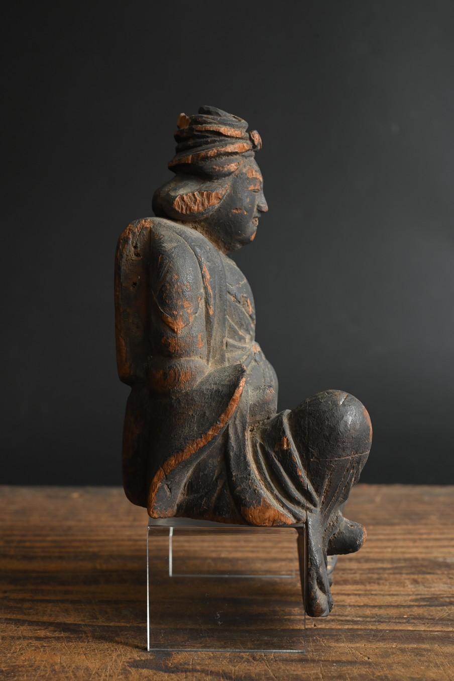 Pequeña estatua japonesa de Buda de madera con cabeza de hueso/Benzaiten/Muromachi al periodo Edo en venta 2