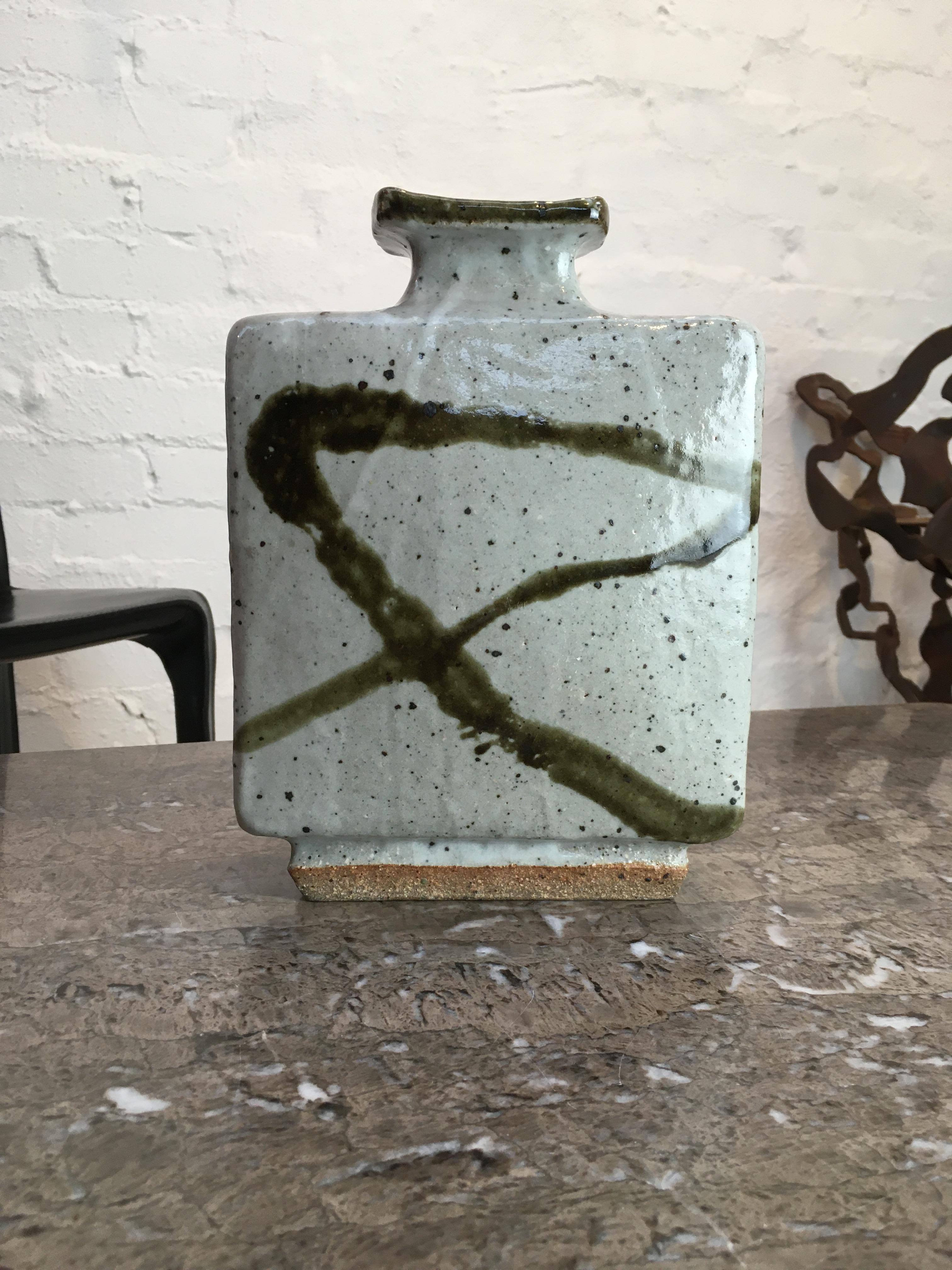 Mid-Century Modern Japanese Bottle Vase by Les Blakebrough Sturt Pottery 1970s Signed