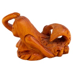 Japanese Boxwood Netsuke Inro of a Mermaid 