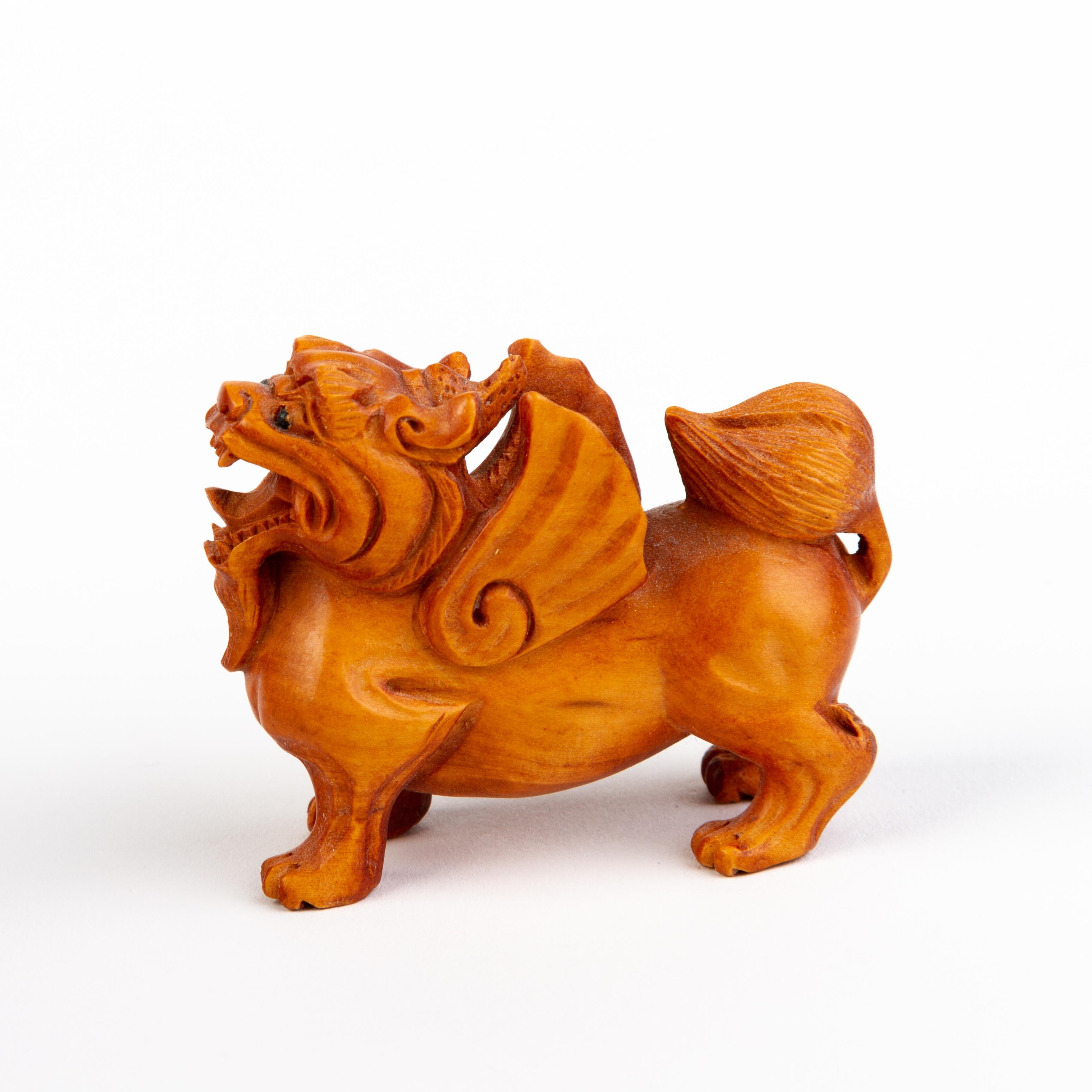 20th Century Japanese Boxwood Netsuke Inro of a Zodiac Dragon  For Sale