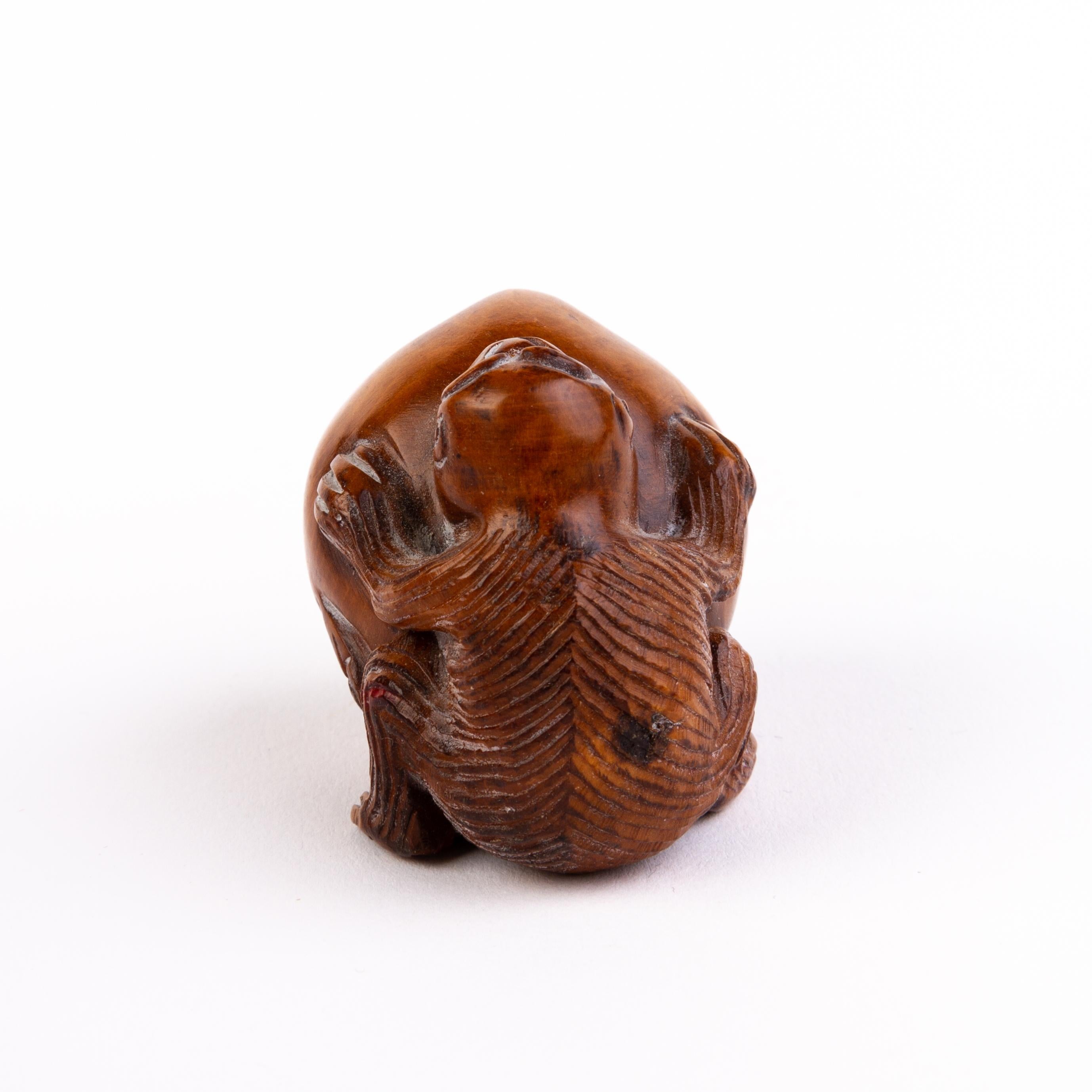 Japanese Boxwood Netsuke Inro of Monkey  In Good Condition For Sale In Nottingham, GB