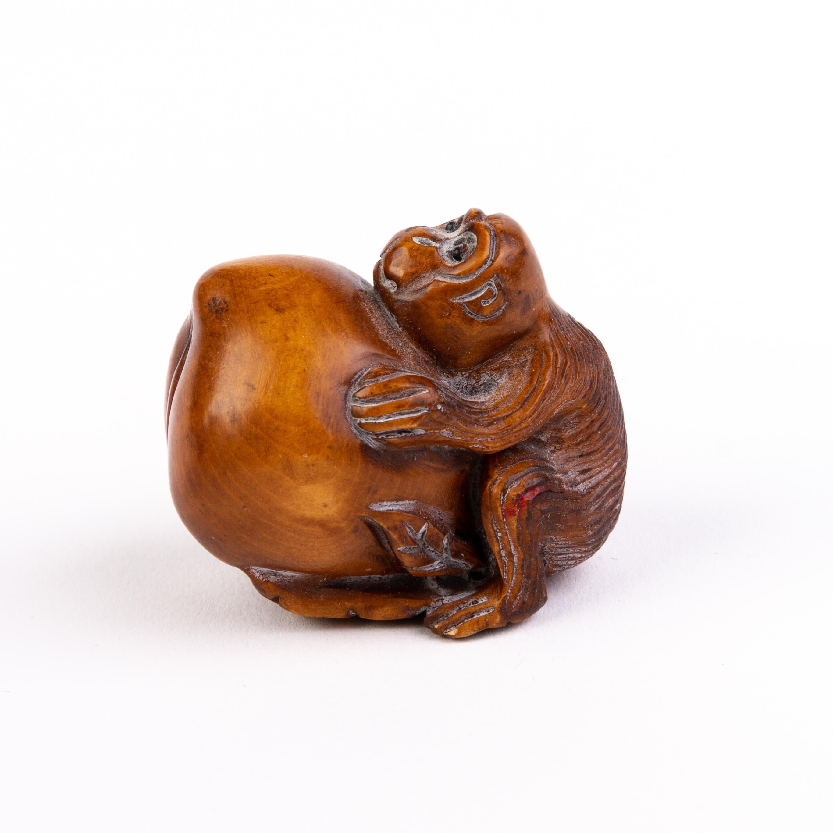 20th Century Japanese Boxwood Netsuke Inro of Monkey  For Sale