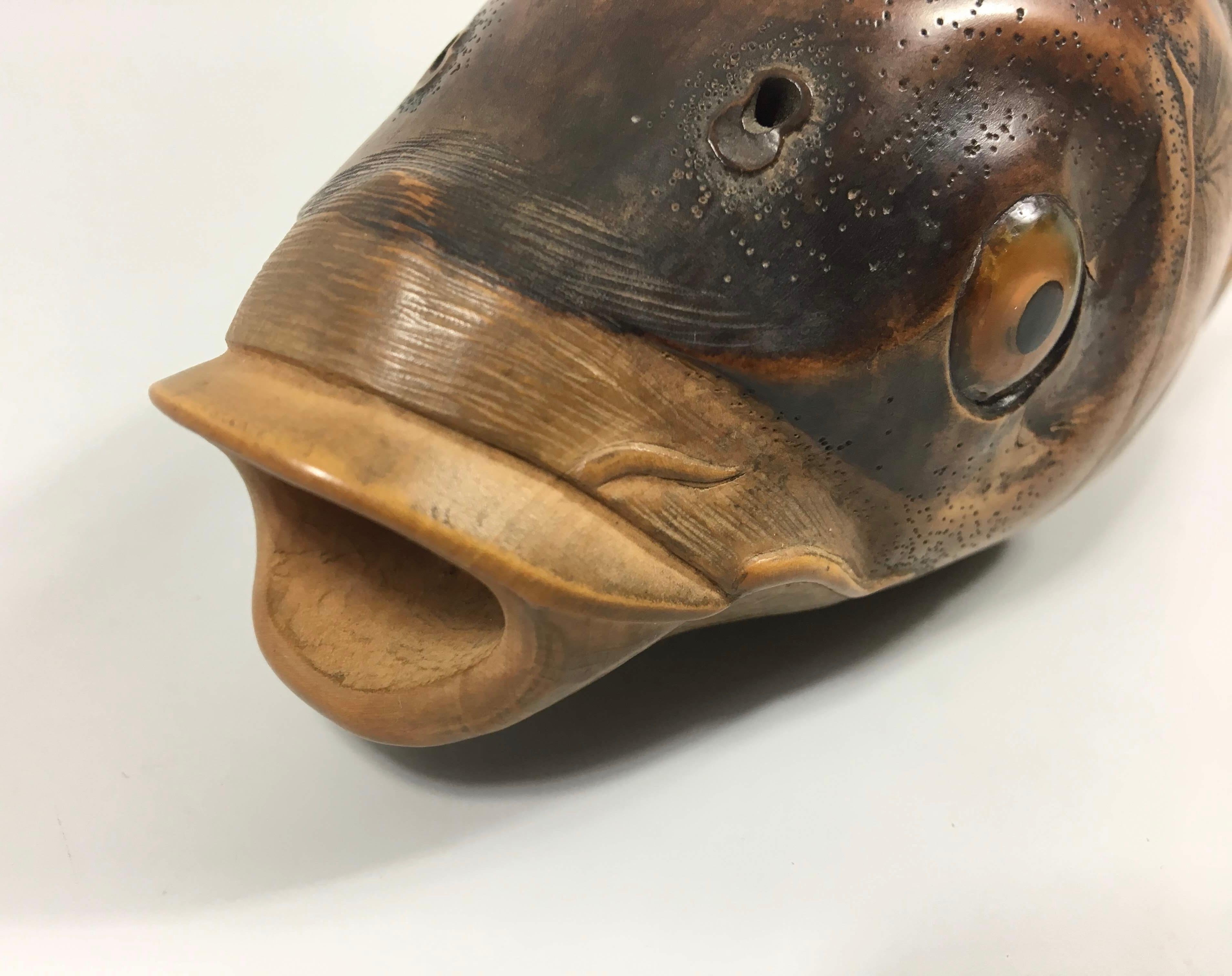 Japanese Boxwood Okimono of a Carp, by Nishikawa Suketsugu, Meiji Period 1