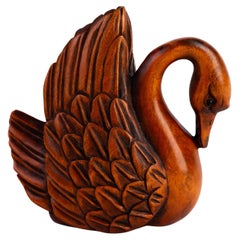 Vintage Japanese Boxwood Swan Netsuke