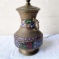 Japanese Brass and Enamel Champleve Table Lamp