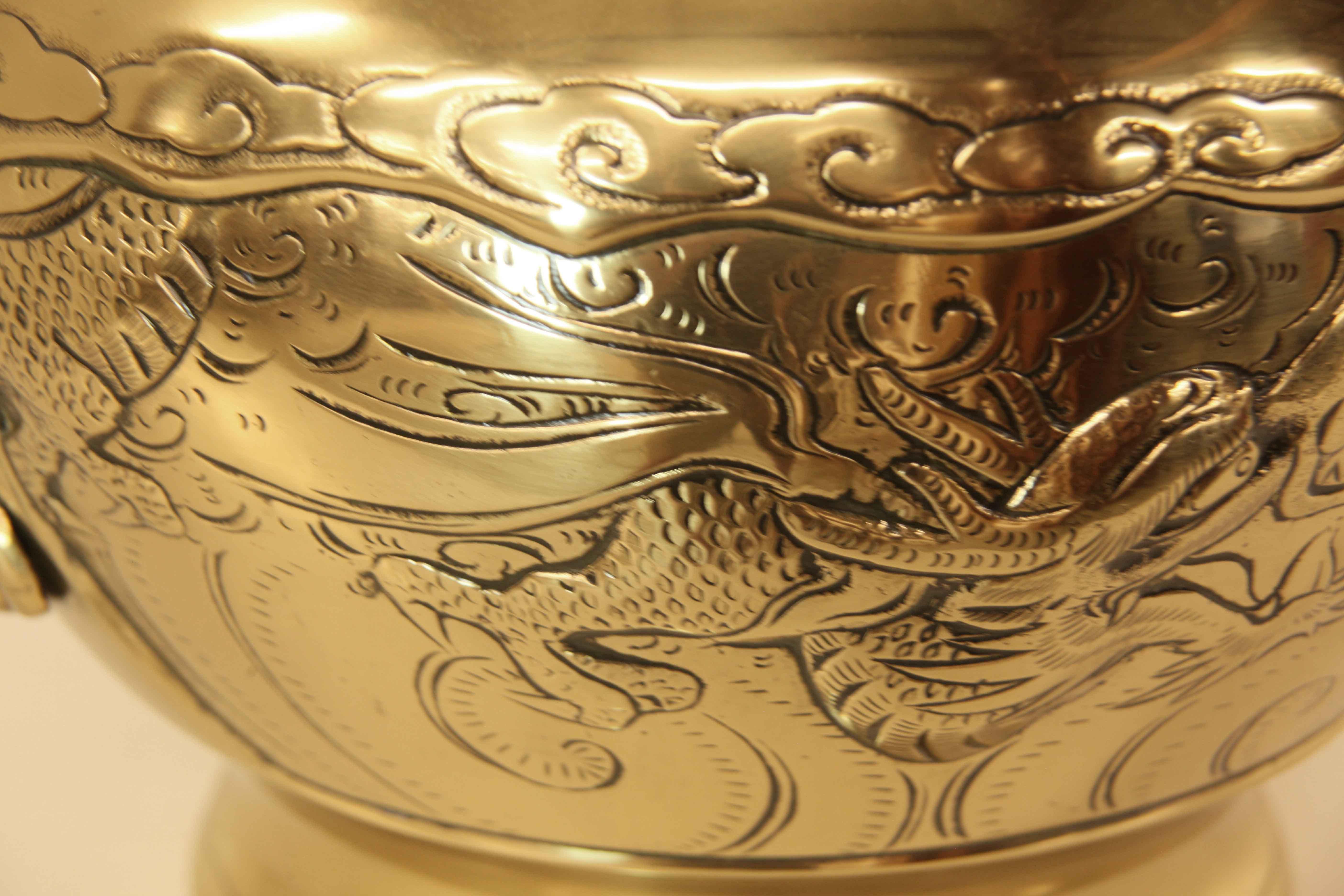 Japanese Brass Cache pot For Sale 4