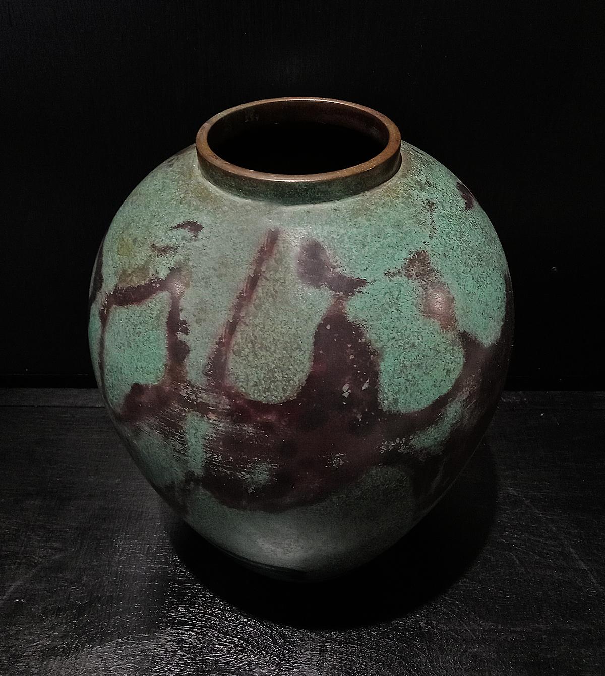 Japanische Ikebana-Vase aus Messing, frühes 20. Jahrhundert 7