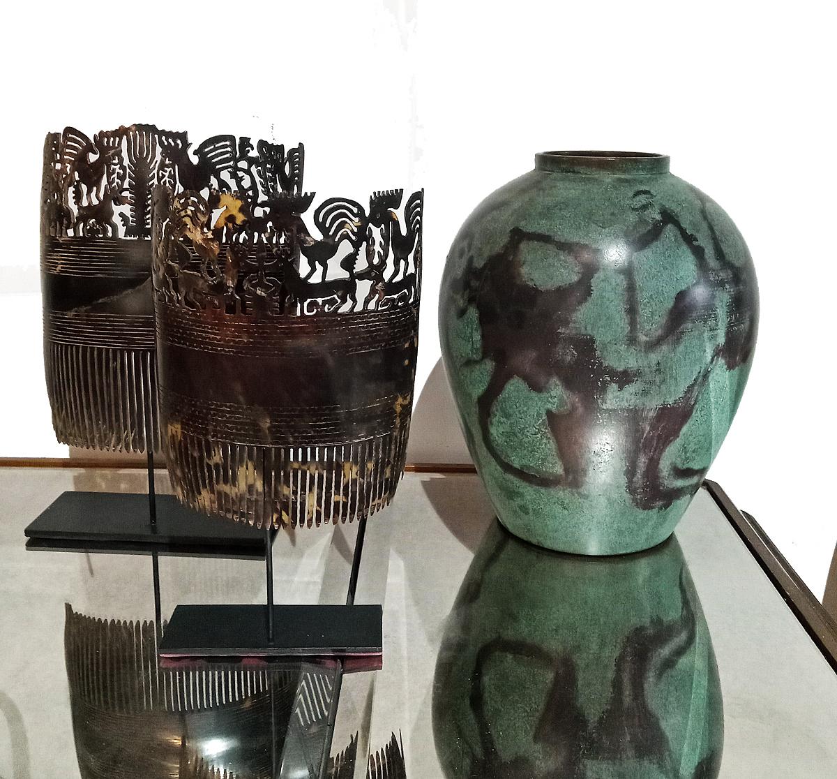 Japanische Ikebana-Vase aus Messing, frühes 20. Jahrhundert 9