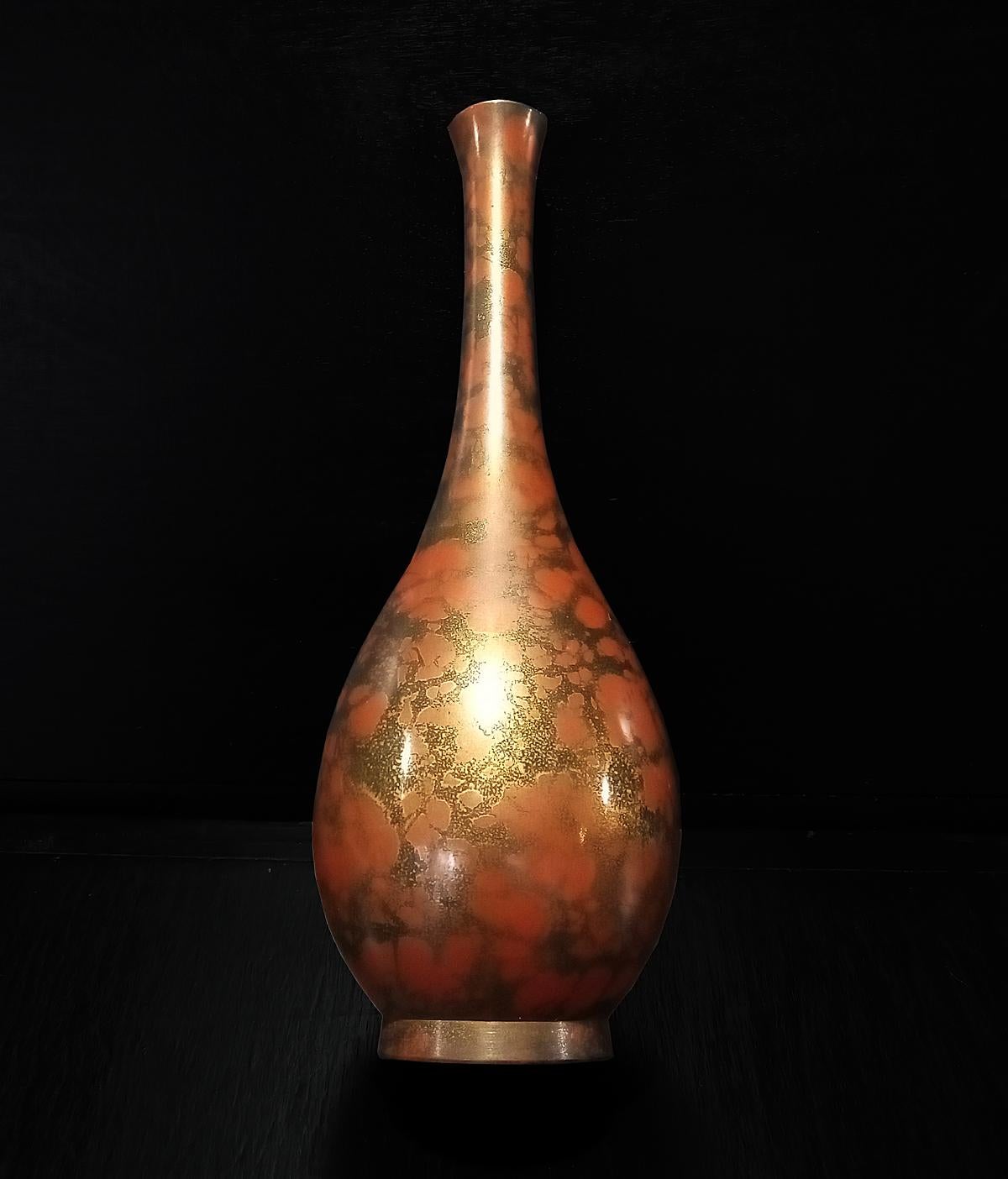 Japanese Brass Ikebana Vase, Early 20th Century For Sale 2