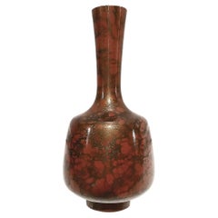 Antique Japanese Brass Ikebana Vase, Early 20th Century