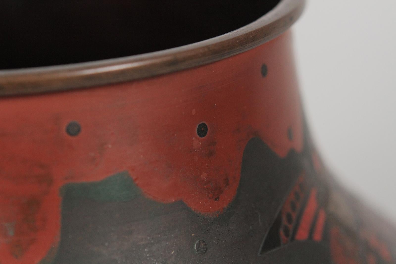 Japanese Brass Inlaid Meiji Period Bowl Depicting Samurai Warriors 3