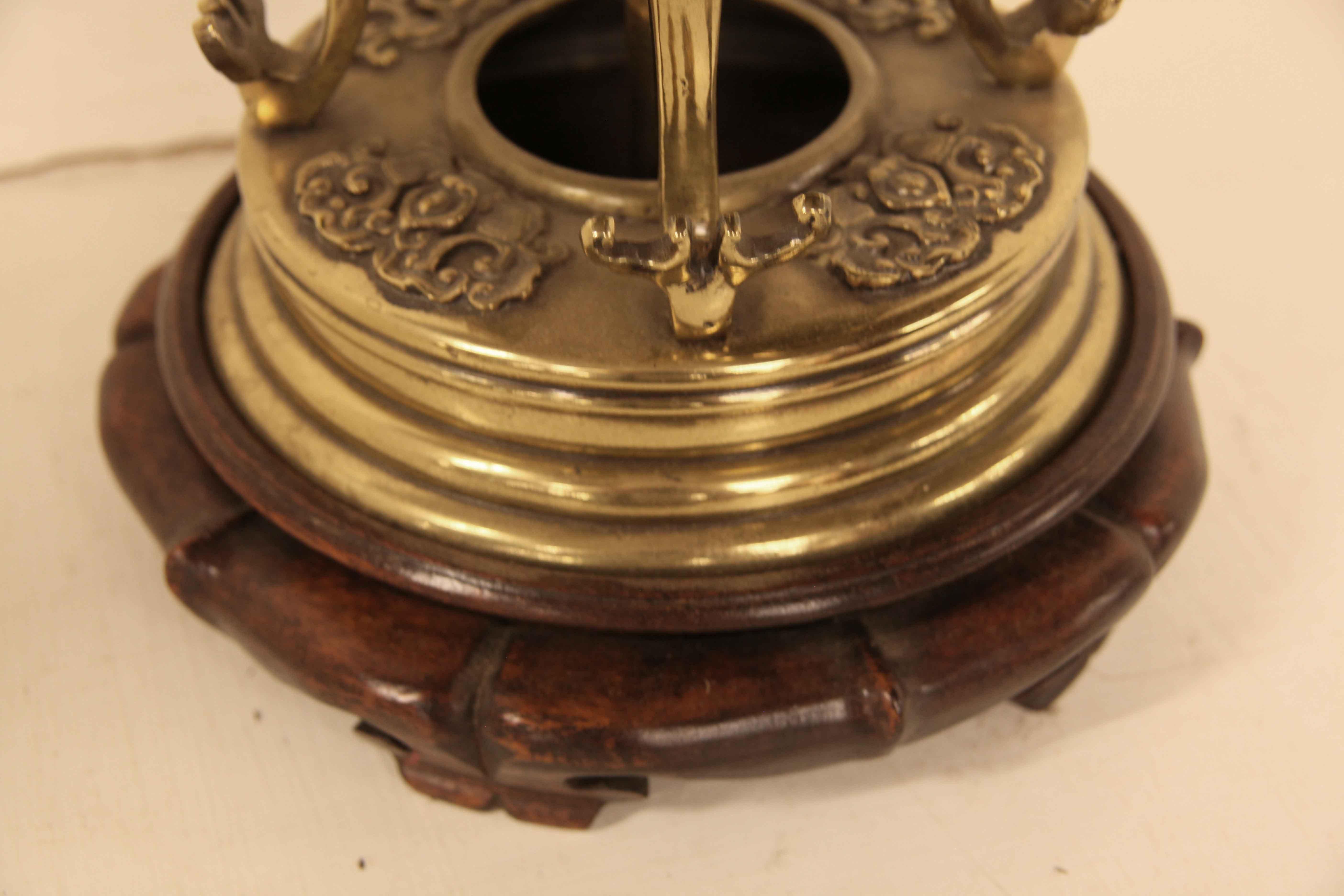 Japanese Brass Vase Lamp  For Sale 1