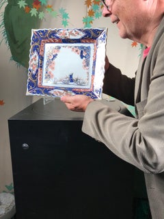 Japanese Brilliant Blue "Bird of Paradise" Hand-Painted Antique Platter