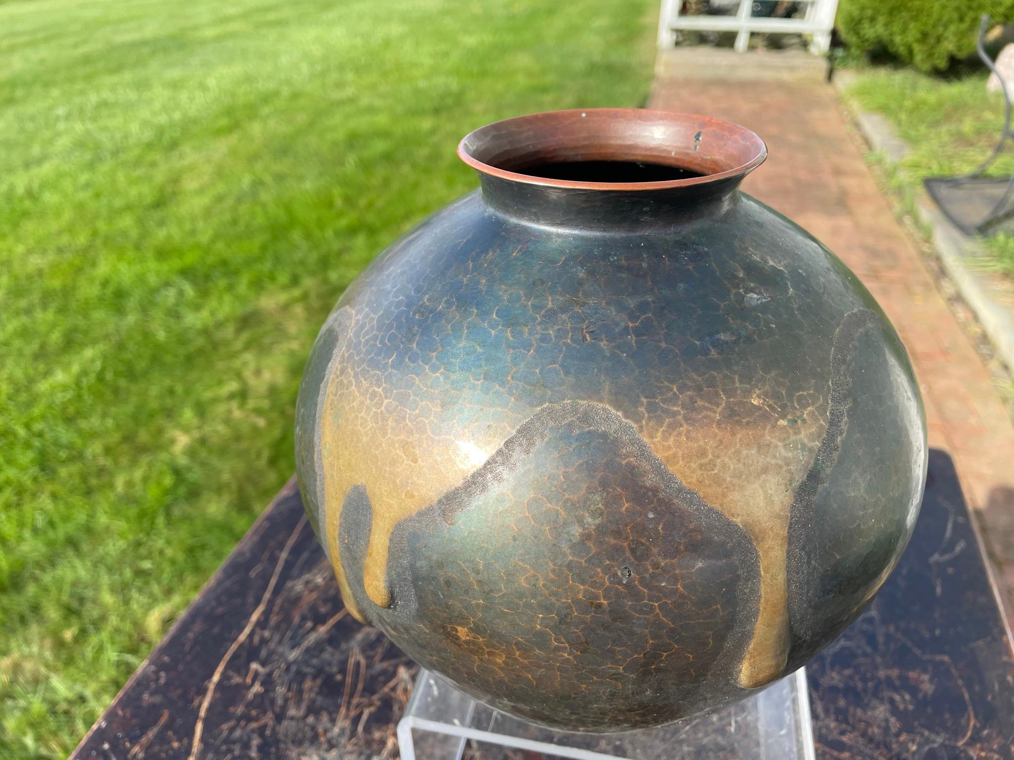 Japanese Brilliant Drip Glaze Vase, Signed Box In Good Condition In South Burlington, VT