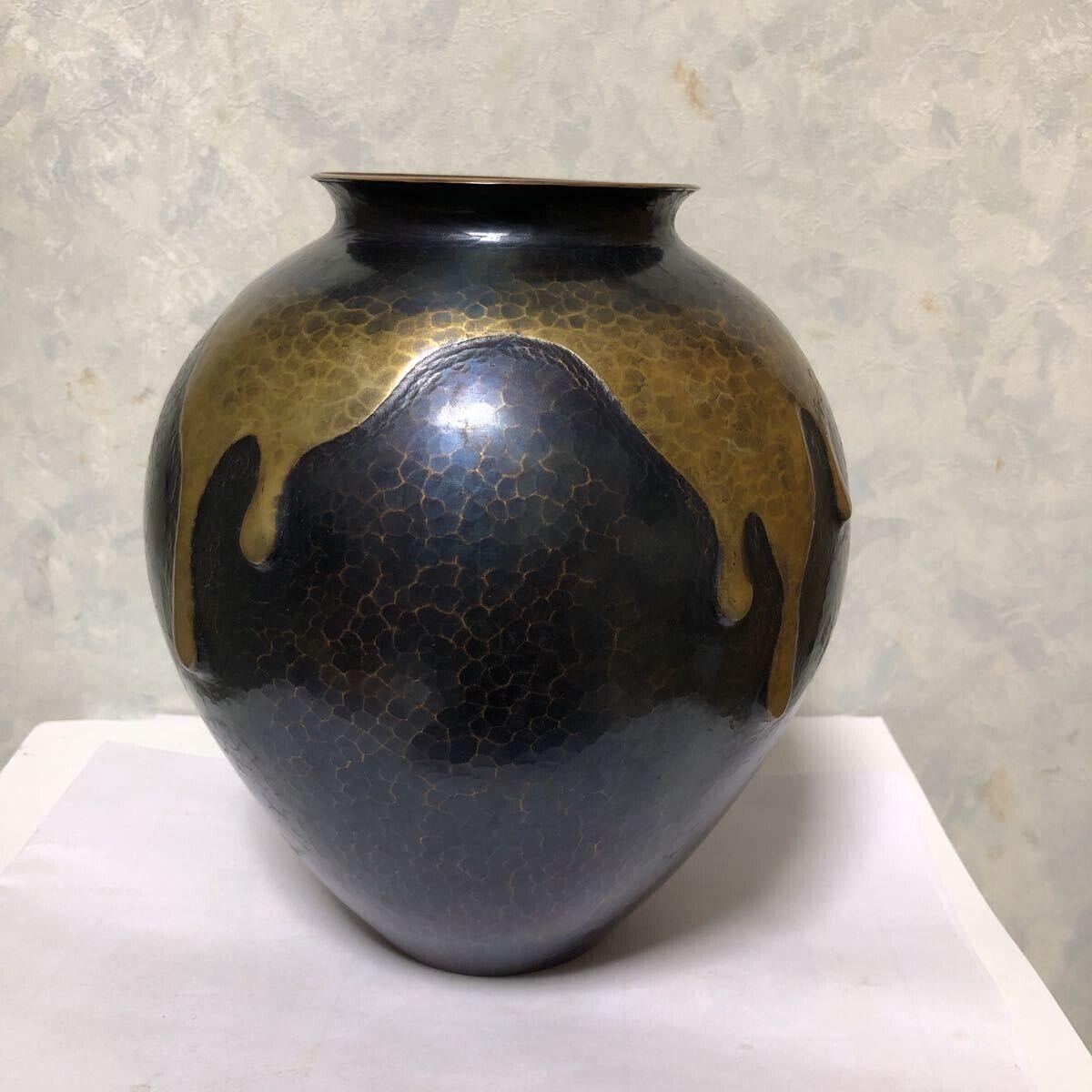 Japanese Brilliant Drip Glaze Bronze Vase, Signed Box For Sale 2