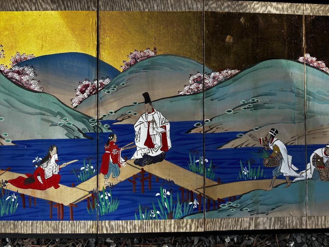 20th Century Japanese Brilliant Spring Summer Gold Screen For Sale