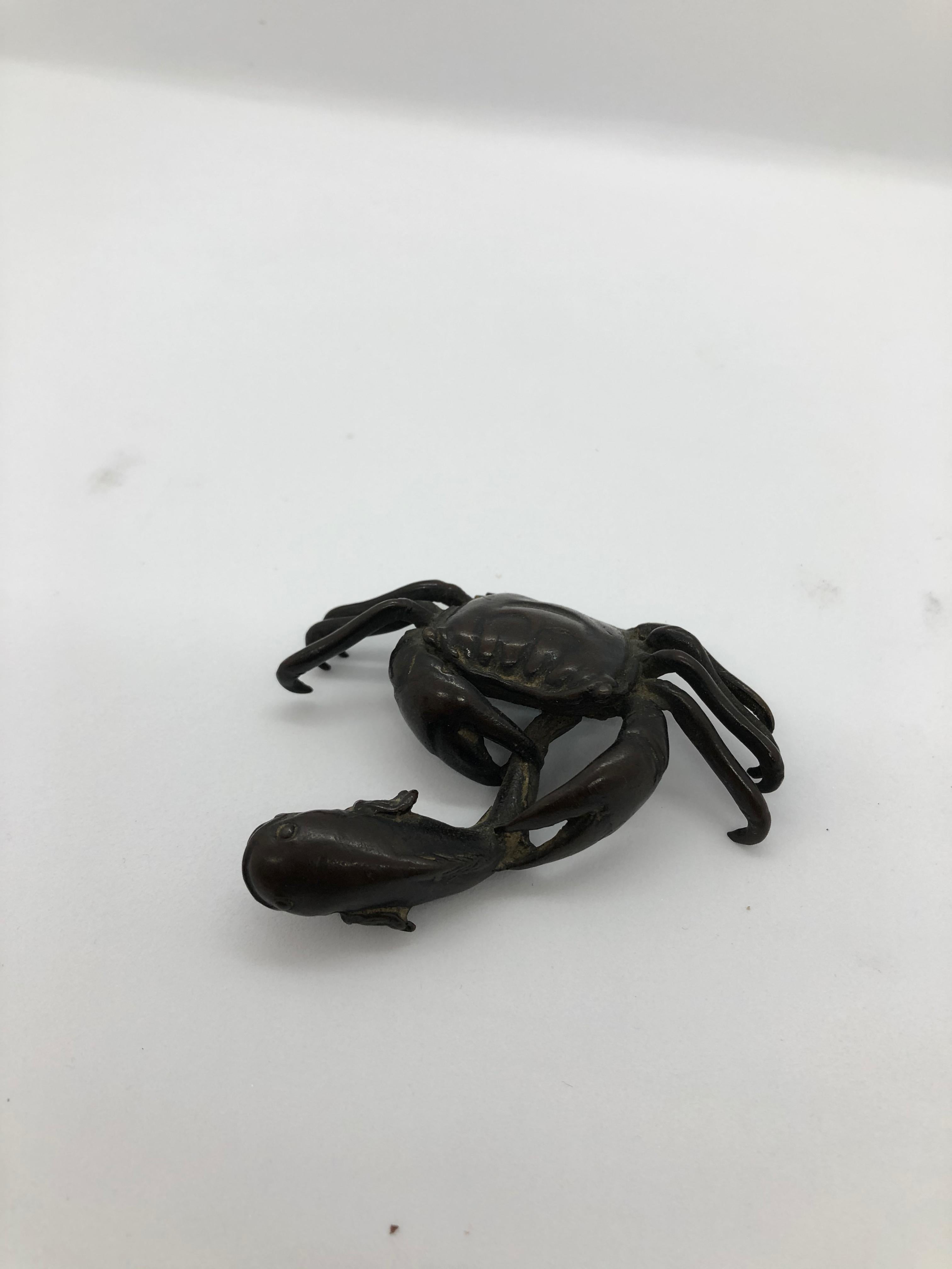 Japanese Bronce Crab, 19th Century In Fair Condition In Stockholm, SE
