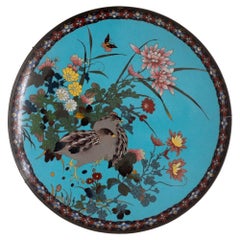 Antique Japanese Bronze and Cloisonné Dish