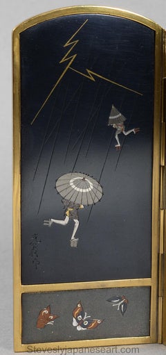 Japanese Bronze and Mixed Metal Table Screen – Nogawa