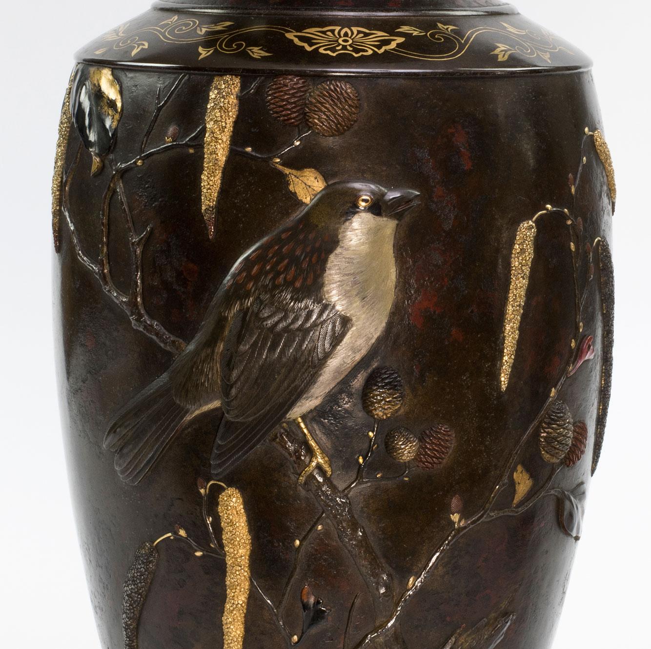 Japanese Bronze and Mixed Metal Vases, Suzuki Chokichi 5