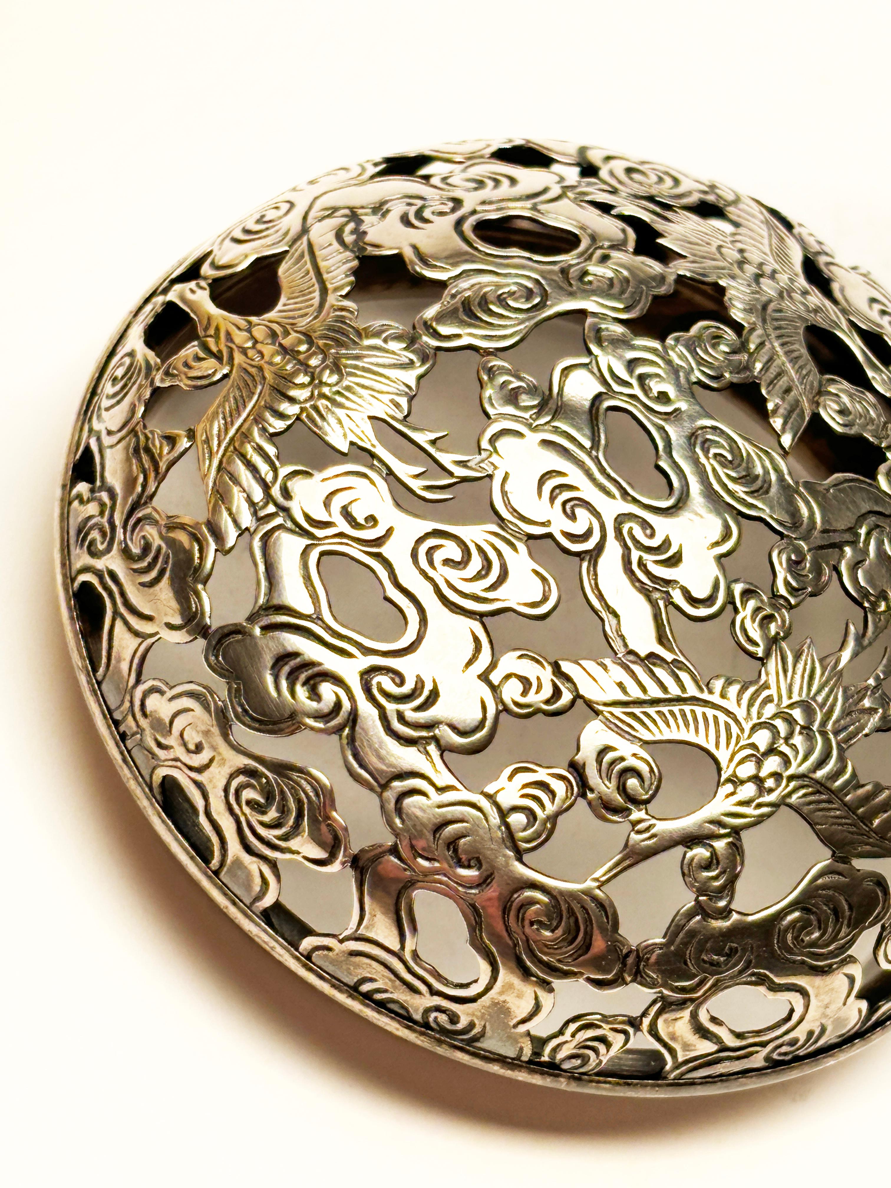 Japanese Bronze and Sterling Incense Burner from Takaoka For Sale 11