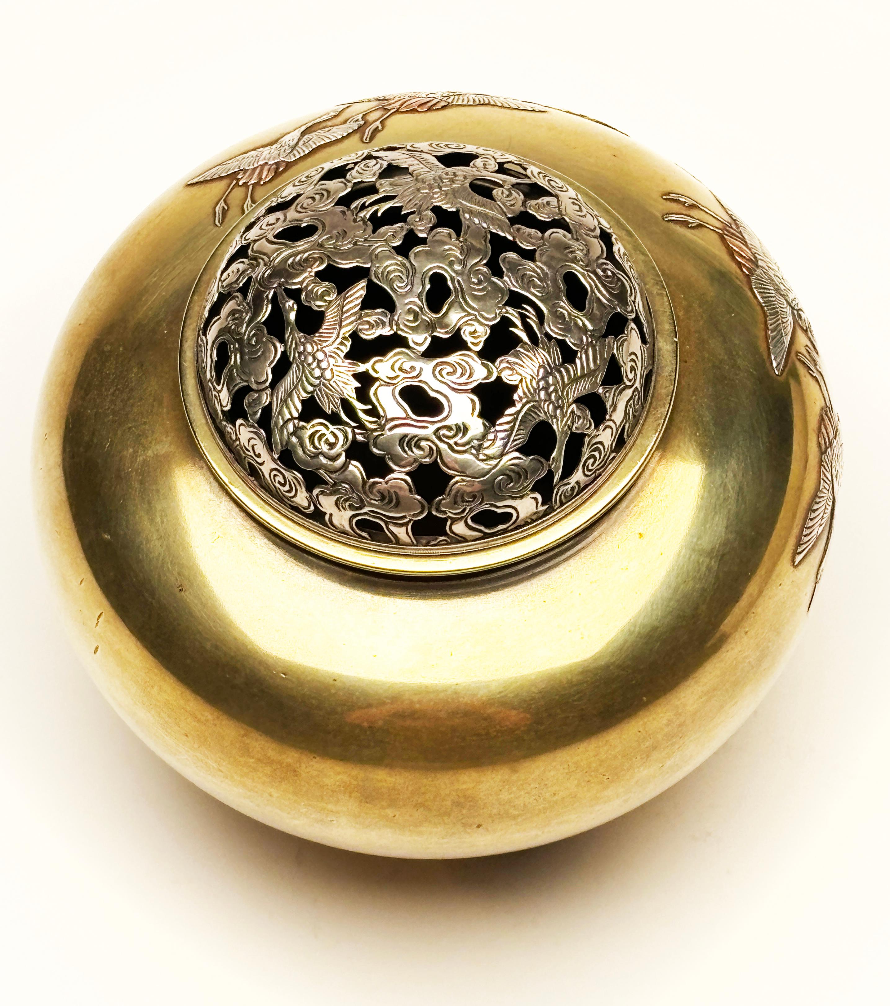 20th Century Japanese Bronze and Sterling Incense Burner from Takaoka For Sale