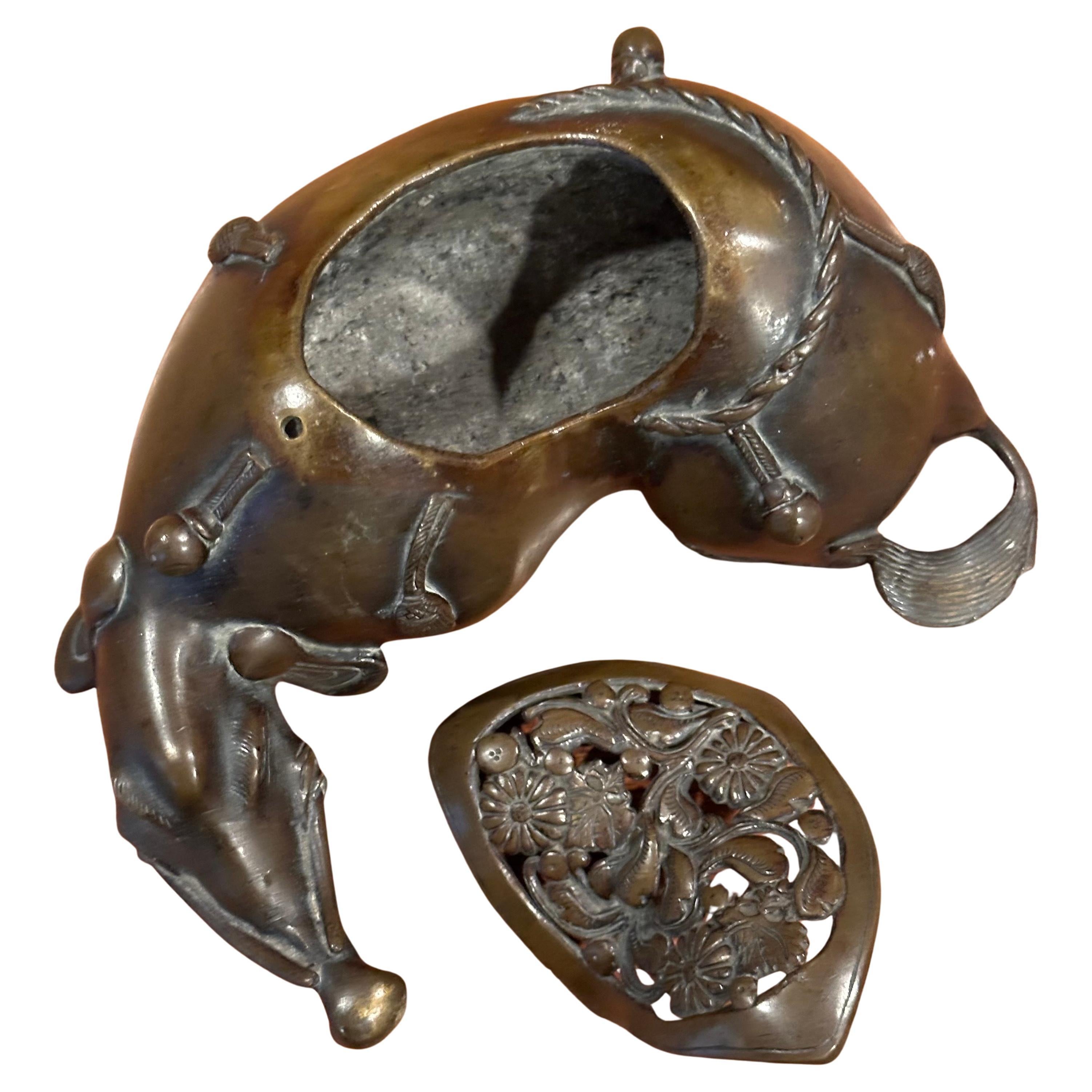 Mid-Century Modern Japanese Bronze Animal / Ox Incense Burner For Sale