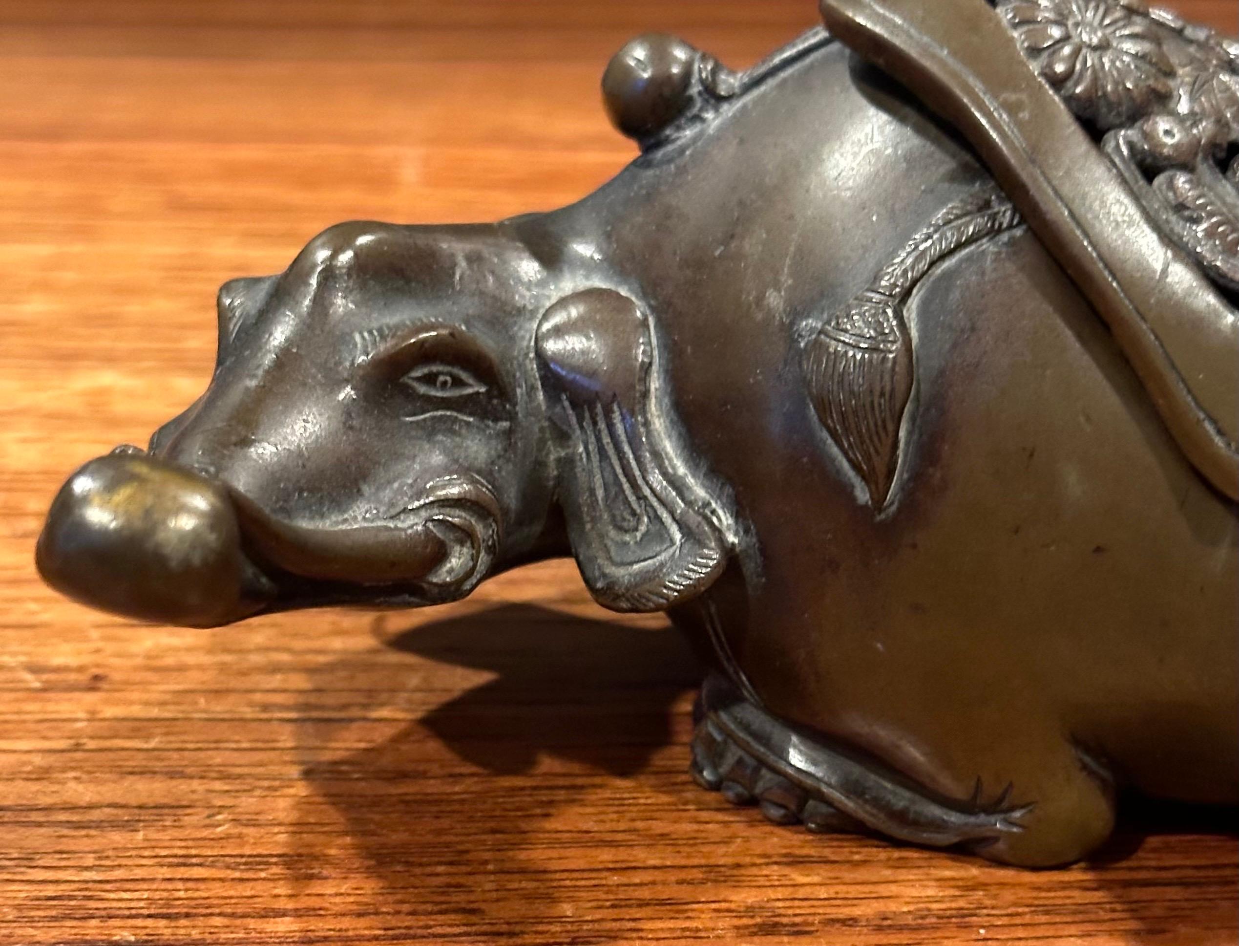 20th Century Japanese Bronze Animal / Ox Incense Burner For Sale