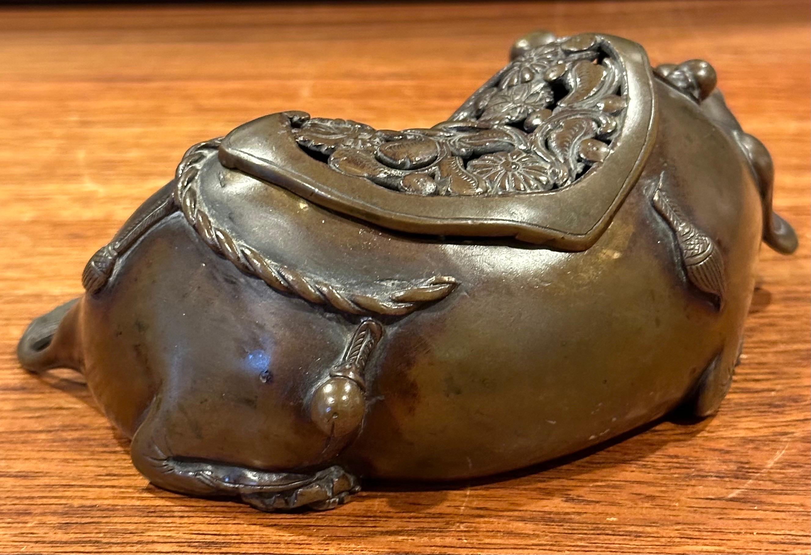 Japanese Bronze Animal / Ox Incense Burner For Sale 2