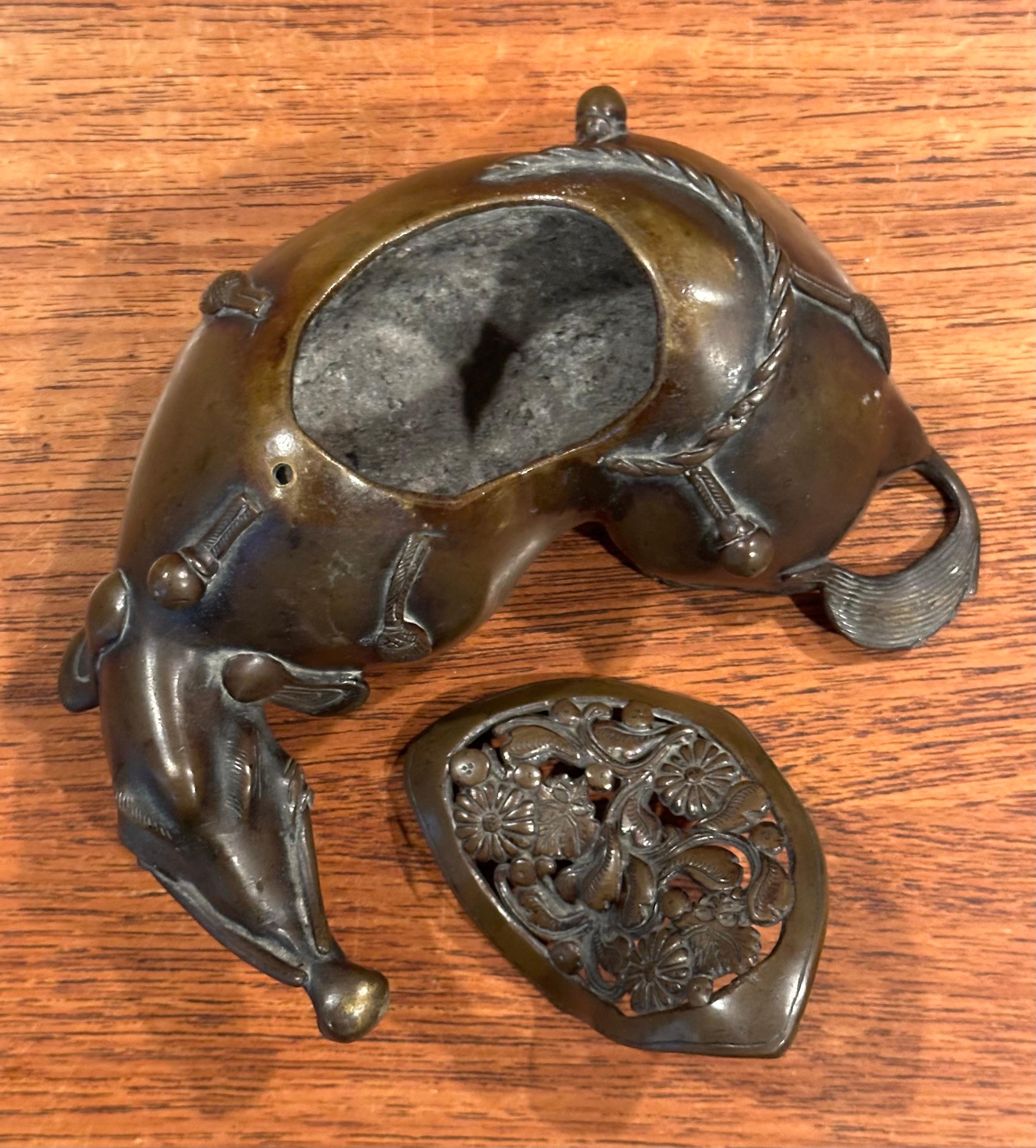 Japanese Bronze Animal / Ox Incense Burner For Sale 3
