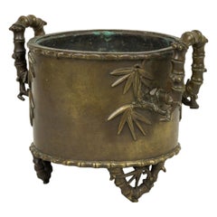 Japanese Bronze Bamboo Handle Jardiniere