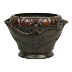 Japanese Bronze Bamboo Relief Jardiniere