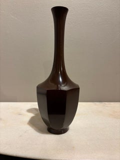 Japanese Bronze Bottle Vase, Faceted Design, Circa 1950's, Classic Form