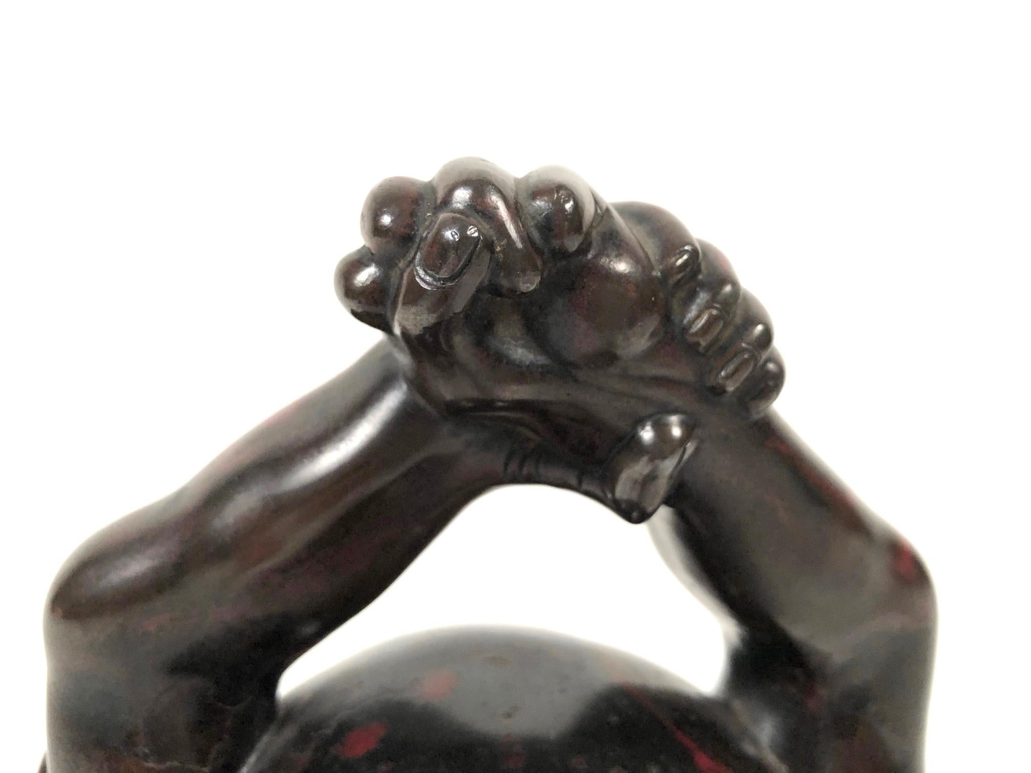 Japanese Bronze Brazier Hand Warmer in the Form of Daruma or Bodhidharma 1