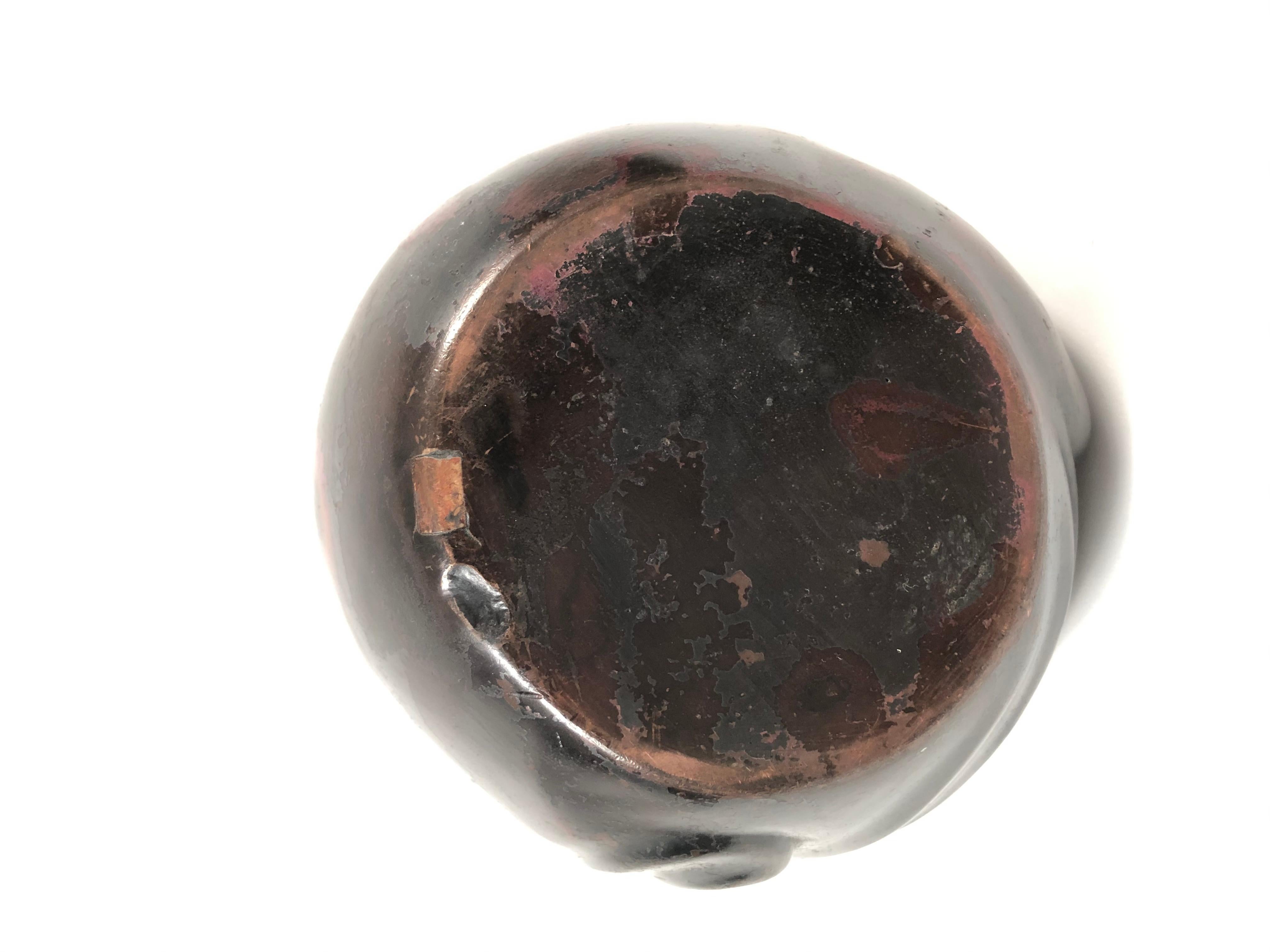 Japanese Bronze Brazier Hand Warmer in the Form of Daruma or Bodhidharma 2