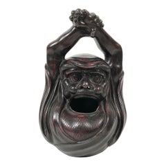 Japanese Bronze Brazier Hand Warmer in the Form of Daruma or Bodhidharma