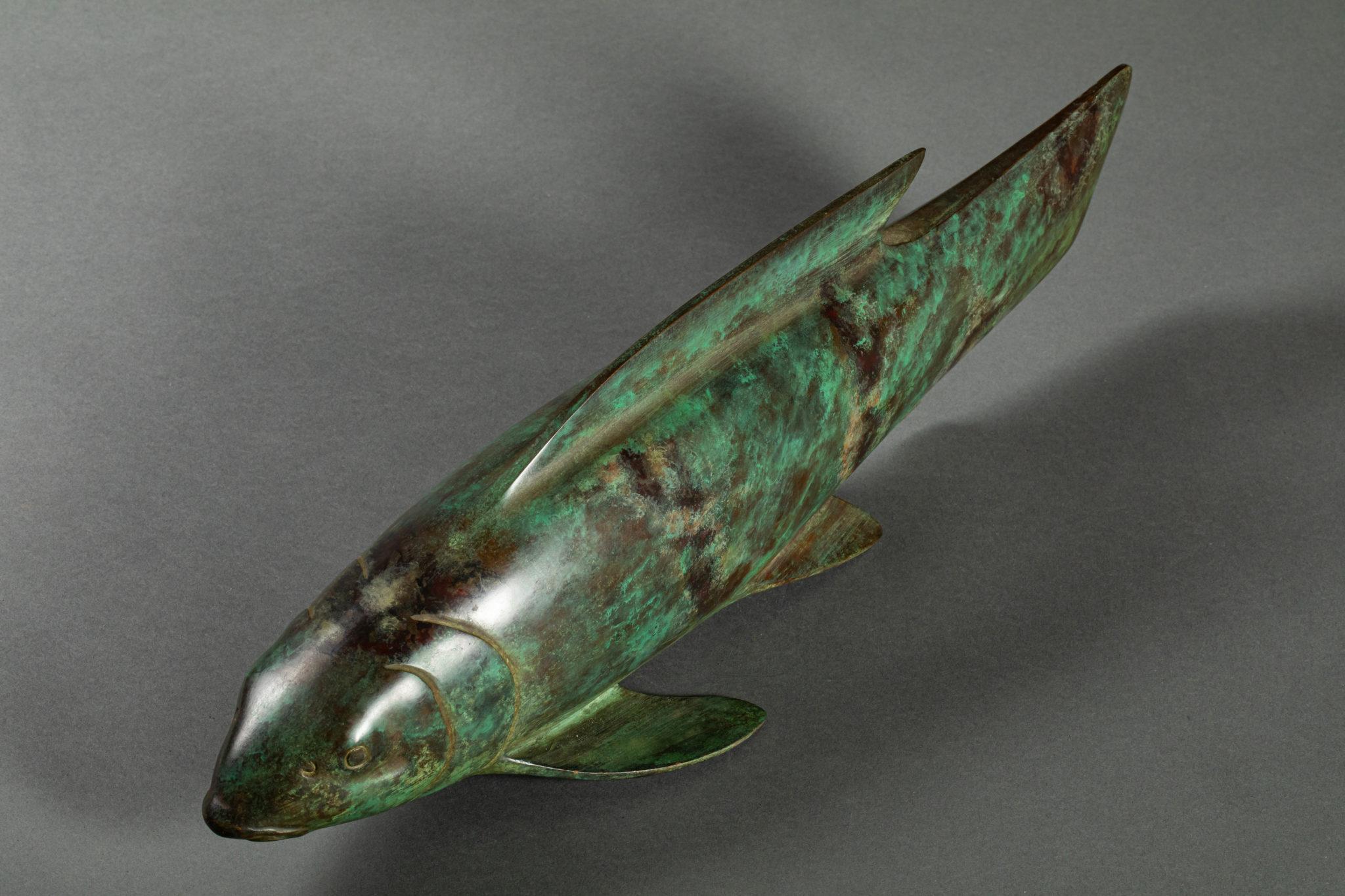 Japanese Bronze Carp In Good Condition For Sale In Hudson, NY