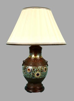 Japanese Bronze Champleve Baluster Form Vase Now Electrified